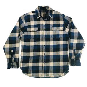 JACHS Mens Thick Flannel Black Blue Beige Plaid L/S Shirt Jacket Sz M SHIPS FREE
